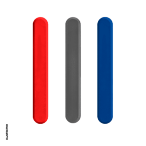 Imagem Elemento Tátil PVC em azul, cinza e vermelho
